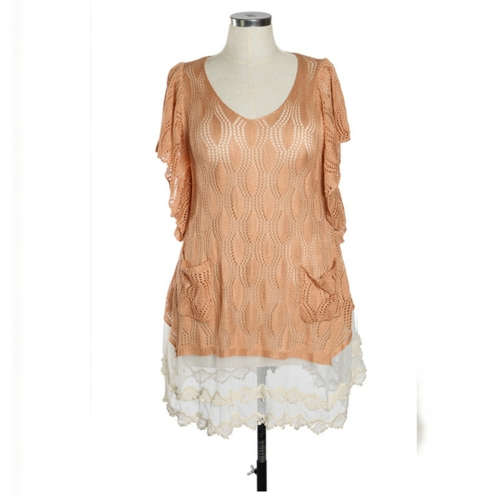 NWT Flutter sleeve crochet Tunic/Dress